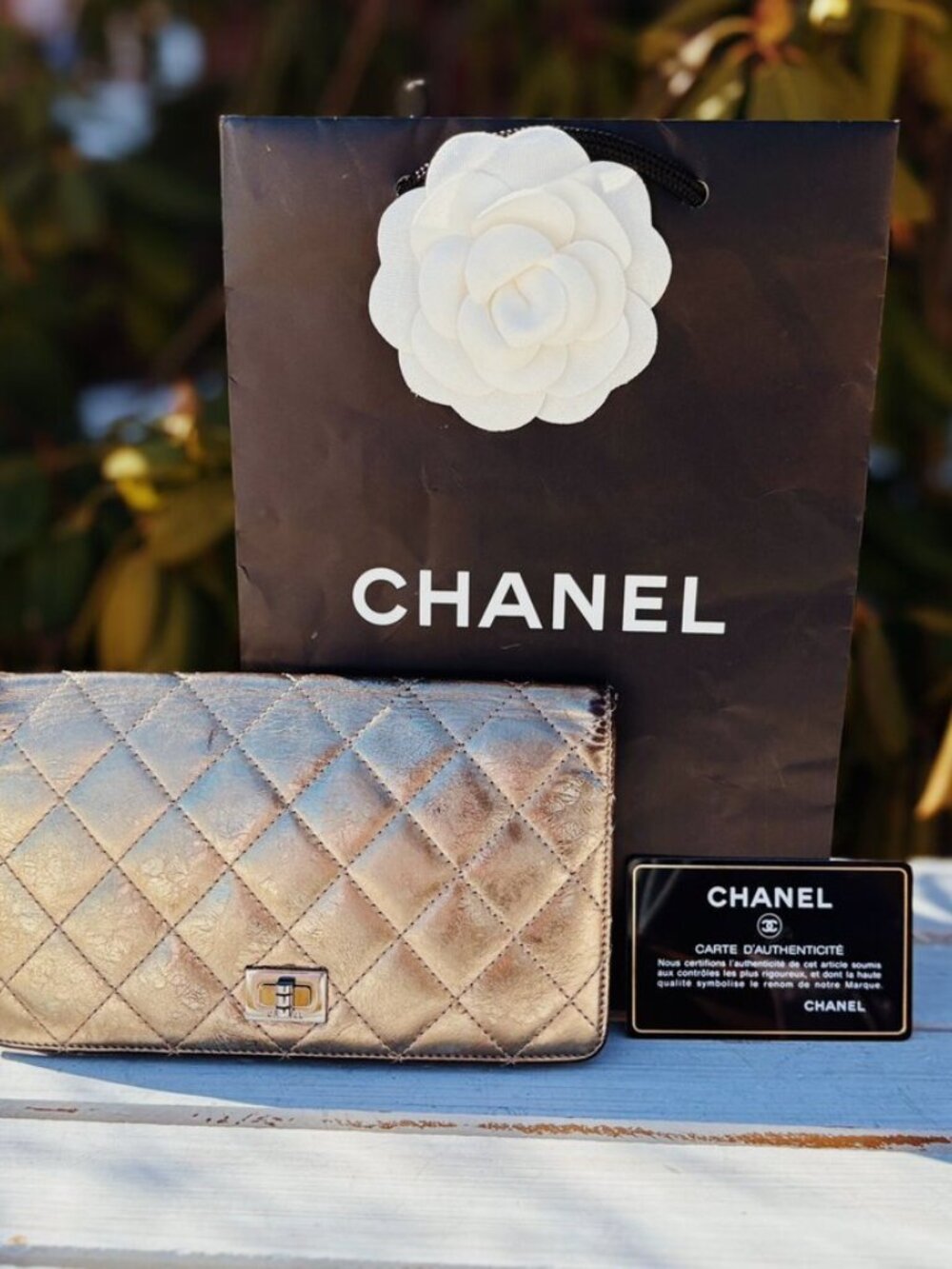 Chanel Quilted Metallic 2.55 Bifold Long Wallet
